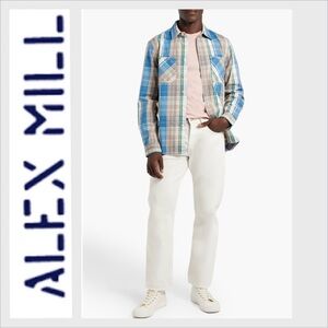 NWOT Alex Mill Mens Medium cotton Check Button Up Work cotton twill M